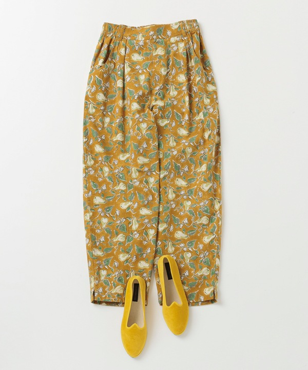 IROIROブロックプリント起毛コットンゆったりテーパードパンツ 25W044