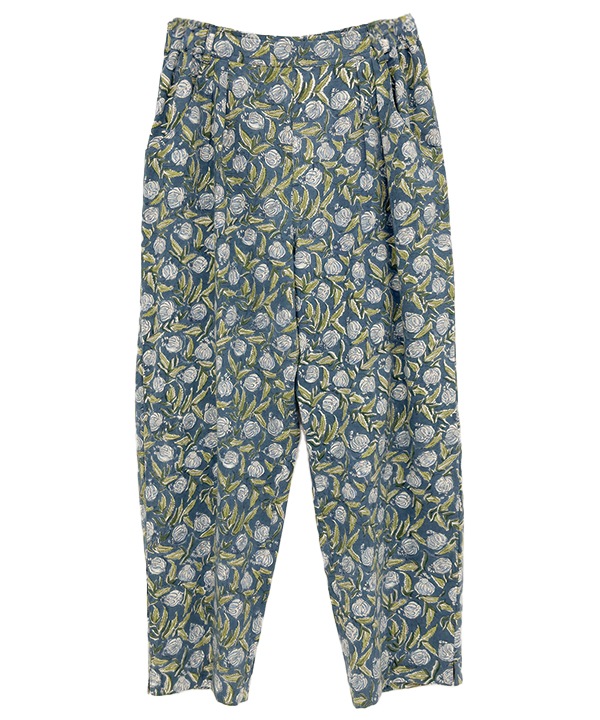 IROIROブロックプリント起毛コットンゆったりテーパードパンツ 25W044