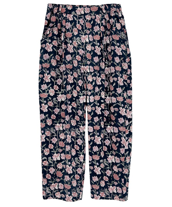 IROIROブロックプリント起毛コットンゆったりテーパードパンツ 25W044