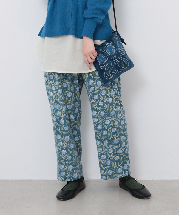 IROIROブロックプリント起毛コットンゆったりテーパードパンツ 25W044