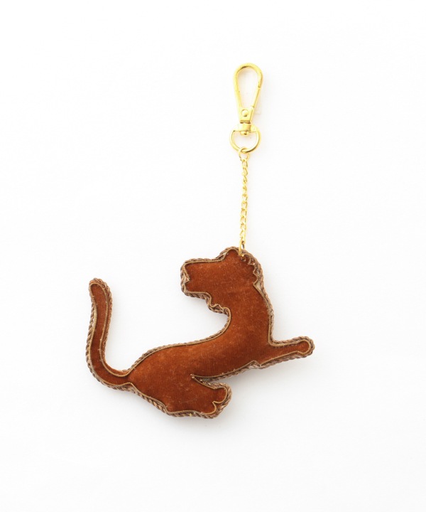 ザリ刺繍 ゴンド・アート ライオン バッグチャーム（キーホルダー）  M21-2486