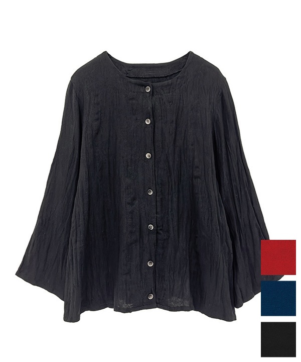 起毛コットンツイルクリンクル2wayブラウス 25W046