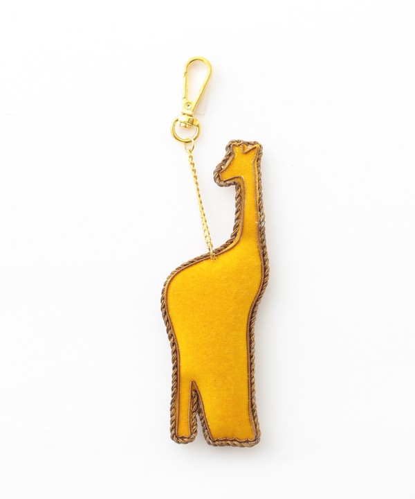 ザリ刺繍 ゴンド・アート キリン バッグチャーム（キーホルダー）  M21-2487