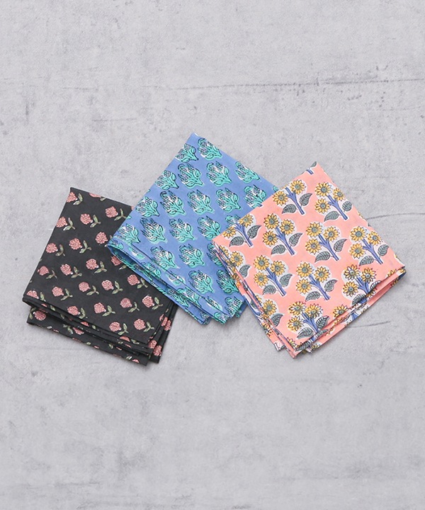 バグルブロックプリントハンカチ H25S201