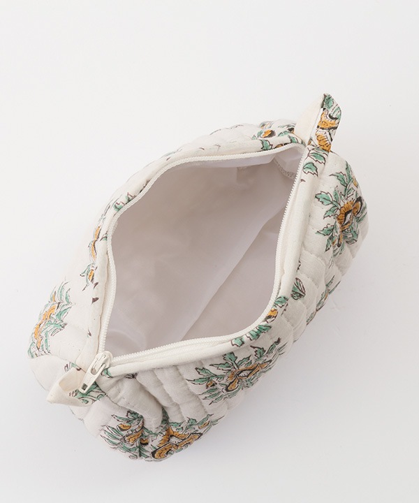 ブロックプリント キルティング マチ付キポーチ M30-2749