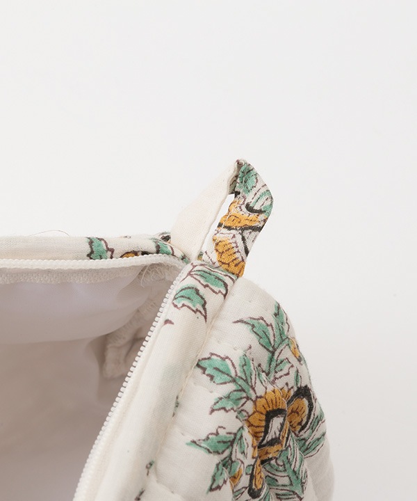 ブロックプリント キルティング マチ付キポーチ M30-2749