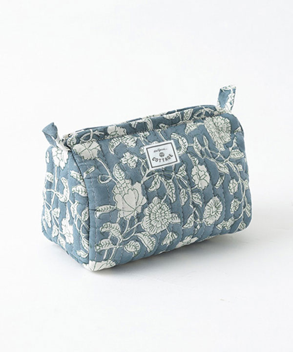 ブロックプリント キルティング マチ付キポーチ M30-2749