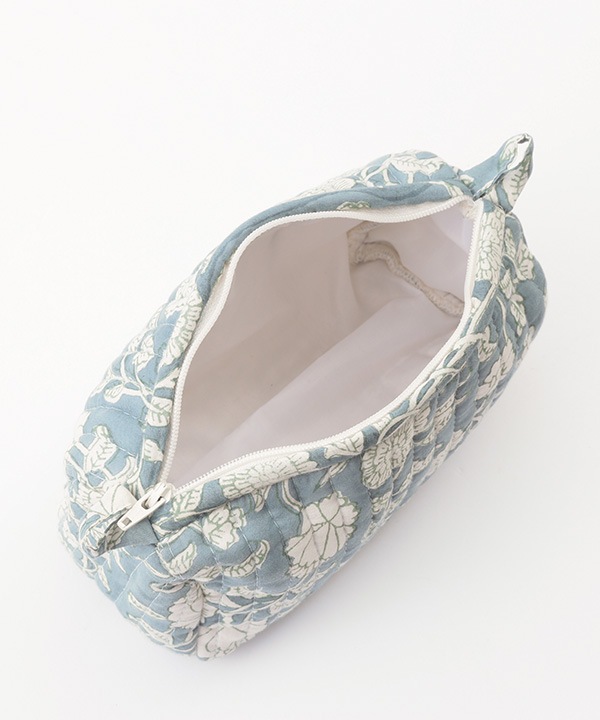 ブロックプリント キルティング マチ付キポーチ M30-2749