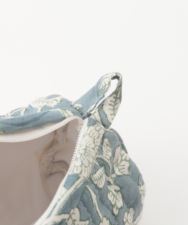 ブロックプリント キルティング マチ付キポーチ M30-2749