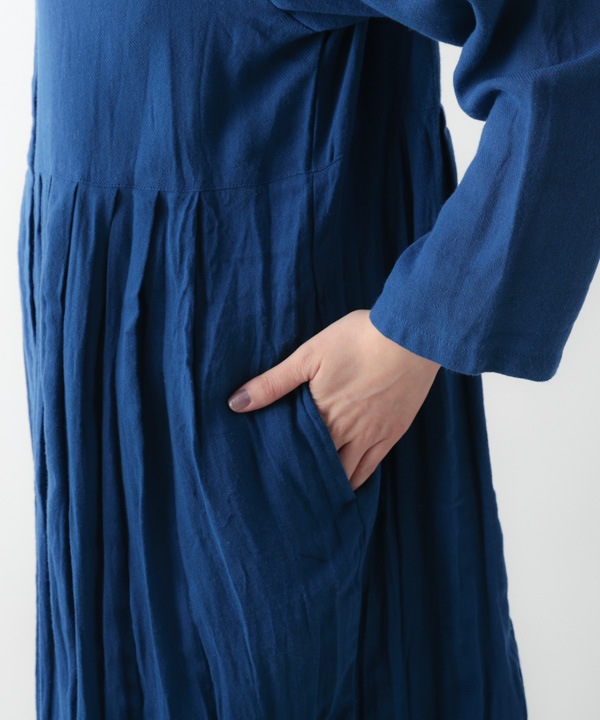 起毛コットンツイルクリンクル2way 前開きワンピース 25W047