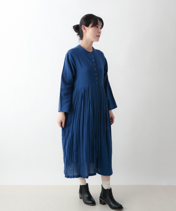 起毛コットンツイルクリンクル2way 前開きワンピース 25W047