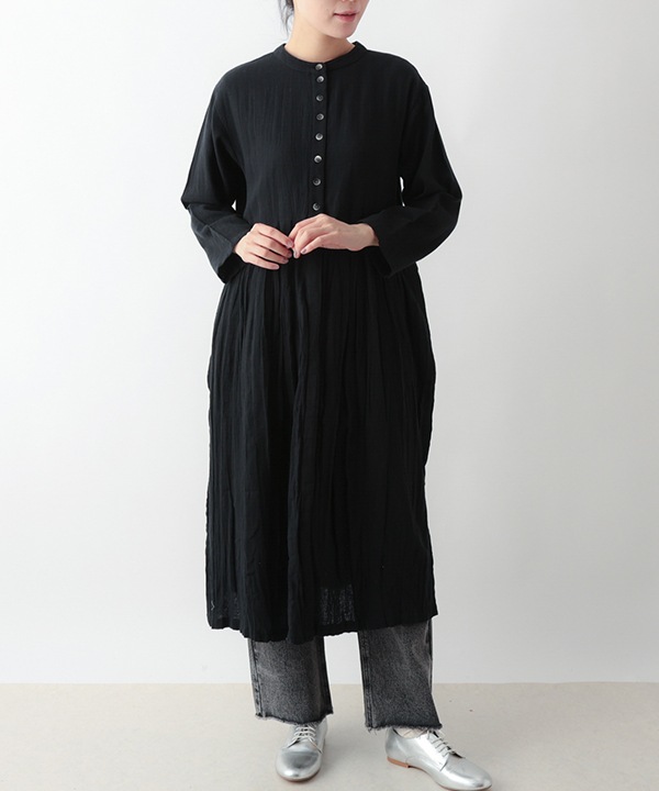 起毛コットンツイルクリンクル2way 前開きワンピース 25W047