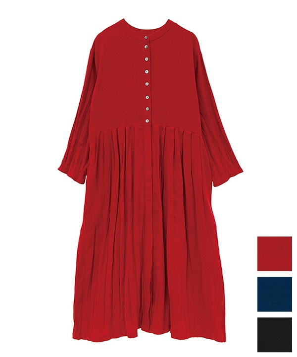 起毛コットンツイルクリンクル2way 前開きワンピース 25W047