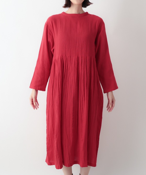 起毛コットンツイルクリンクル2way 前開きワンピース 25W047