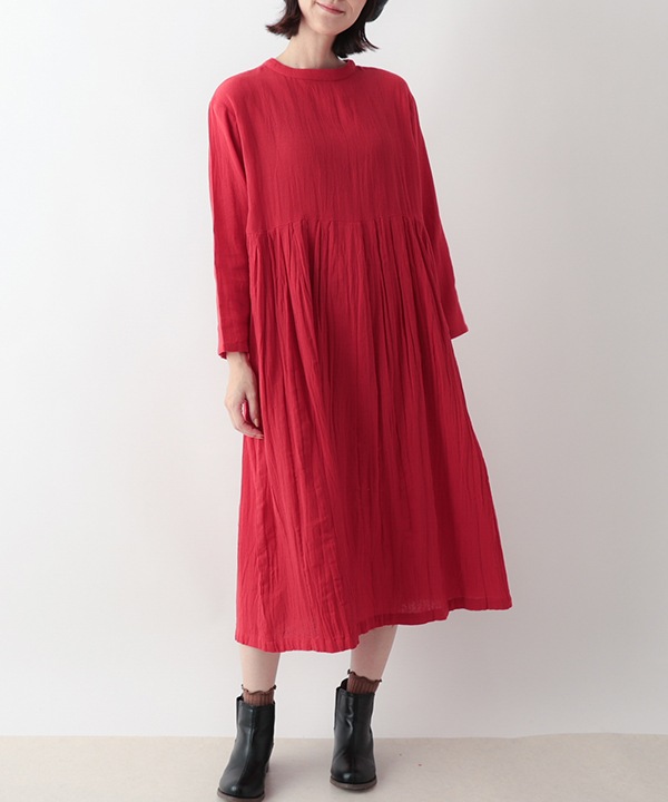 起毛コットンツイルクリンクル2way 前開きワンピース 25W047