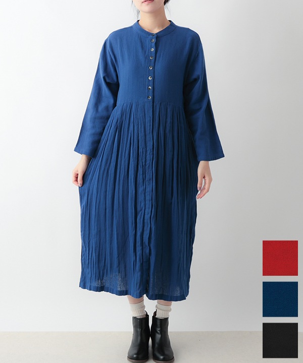 起毛コットンツイルクリンクル2way 前開きワンピース 25W047