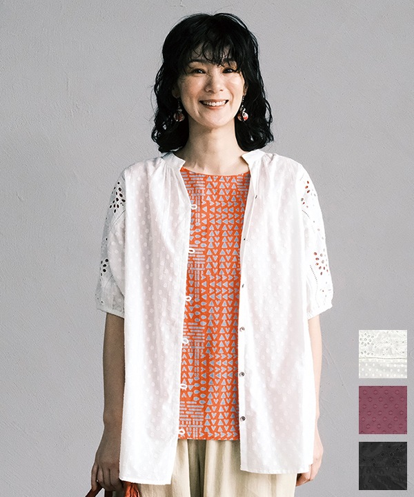dotシフリー×dotドビーコットンラフ・ブラウス 25S471