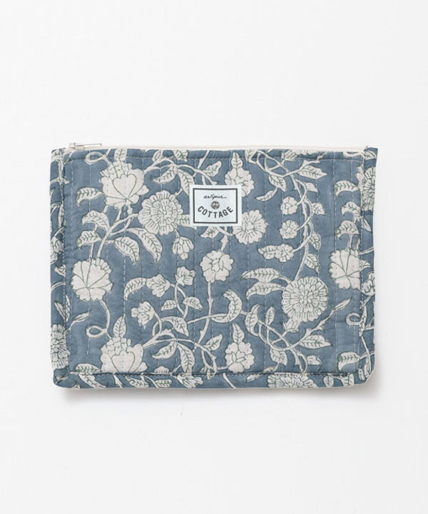 ブロックプリント キルティング フラットポーチ M30-2750