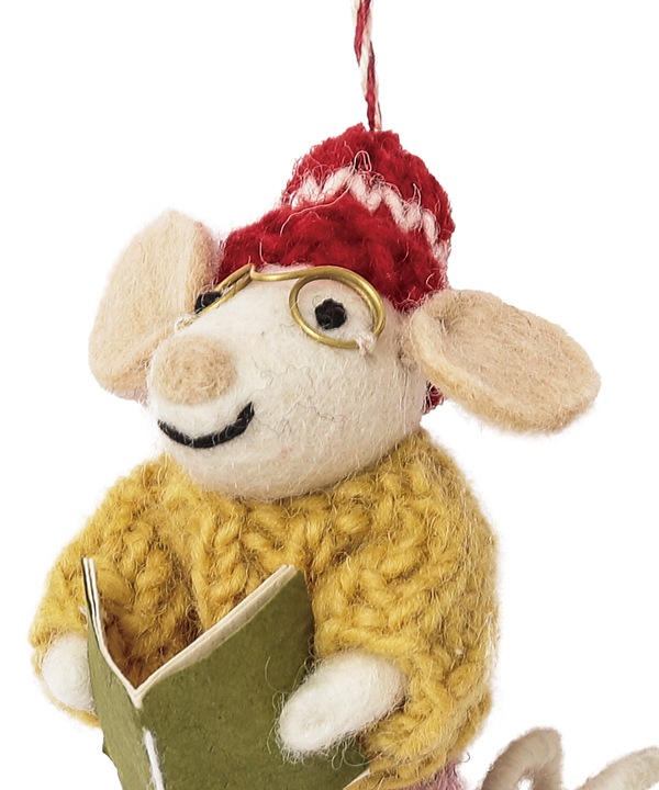 フェルトオーナメント 読書ネズミ M16-2785