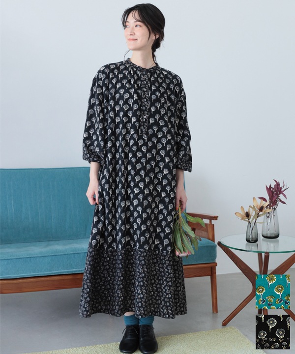 フラワーMIXプリントコットンワンピース 25W049