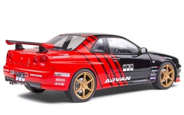 ソリド 1/18 日産 スカイライン R34 GT-R ブラック/レッド