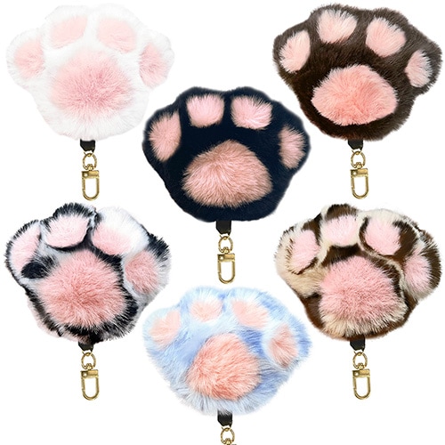 にゃんこ肉球ファーアニマル柄キーホルダー