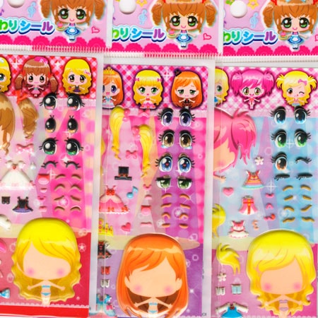 シール,単価100円未満｜かおがわりシール（女の子柄）の通販｜格安卸