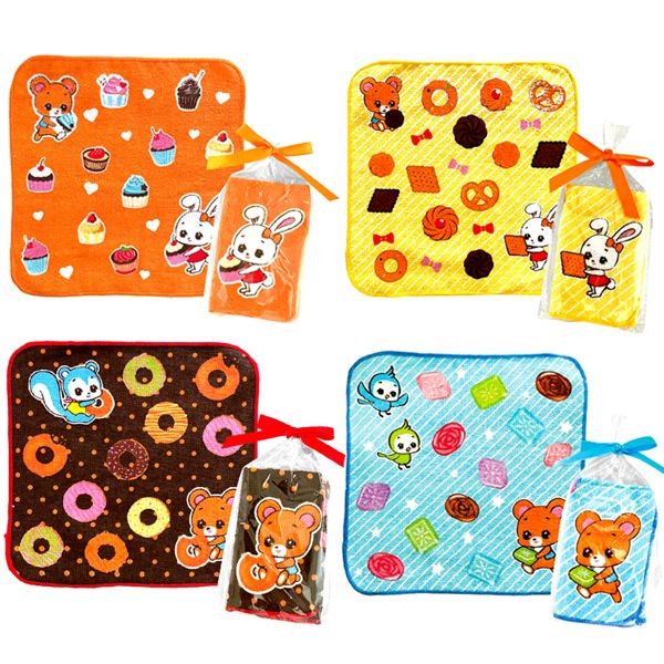 当時品昭和レトロ新品未使用箱入りミニタオル&ペコちゃん缶&ストラップ他計6点 不二家・ペコちゃん＆ポコちゃんのランチボックス・缶バッグ・トランク