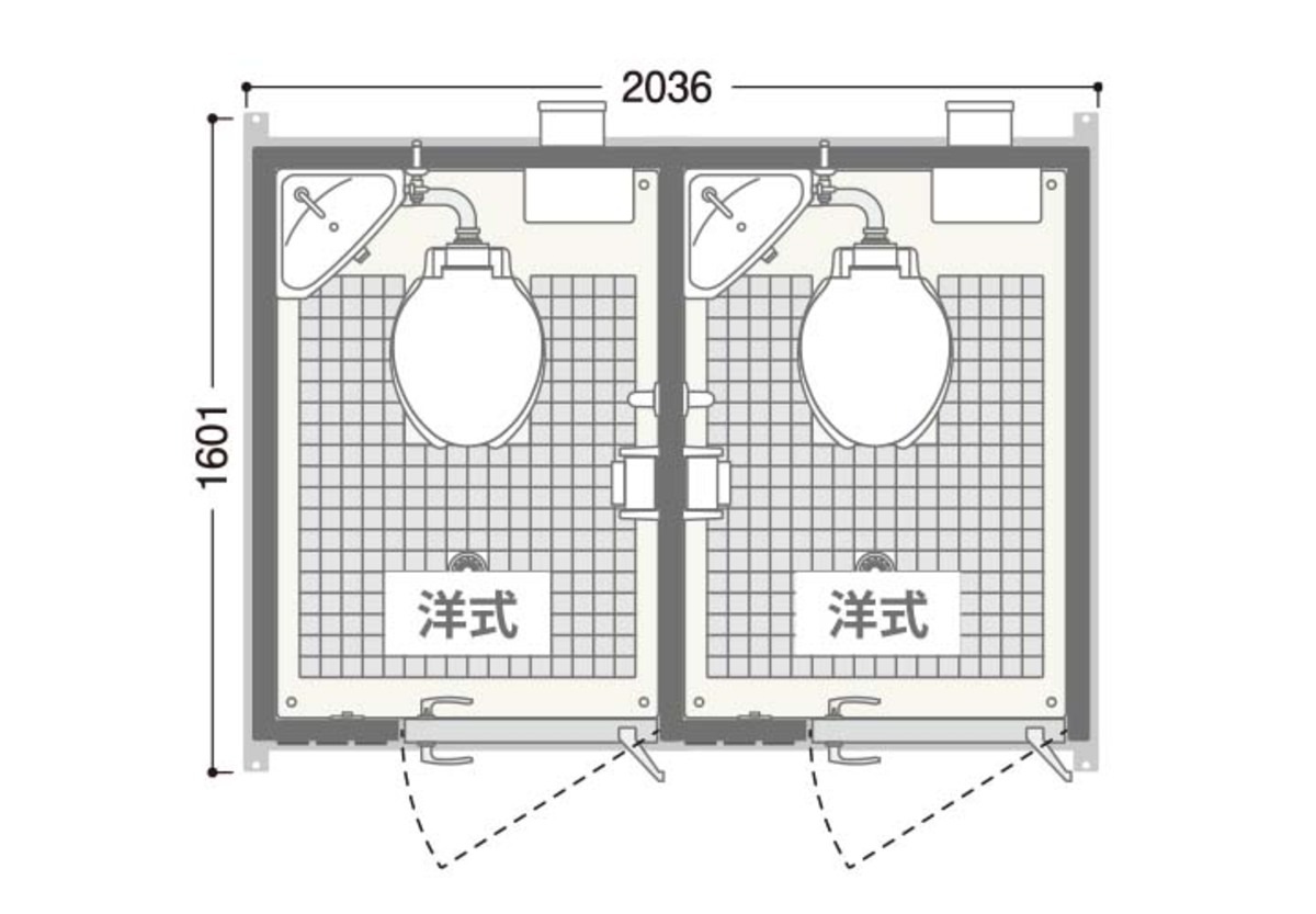 送料無料! ハマネツ エポックトイレ【TU-EPFWW-K】2室タイプ（洋式+