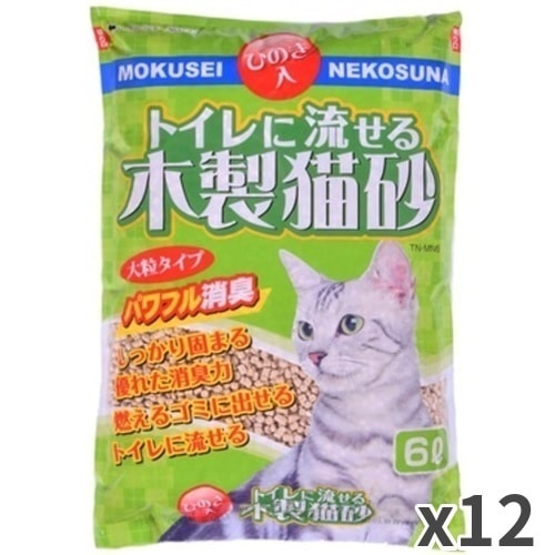 常陸化工 トイレに流せる木製猫砂 猫用 6L ×12袋入 | 猫用品,猫砂,木系