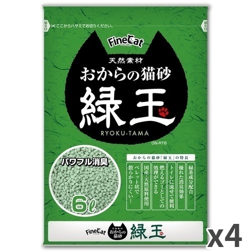 常陸化工 ファインキャット おからの猫砂 緑玉 猫用 6L ×4袋入 | 猫
