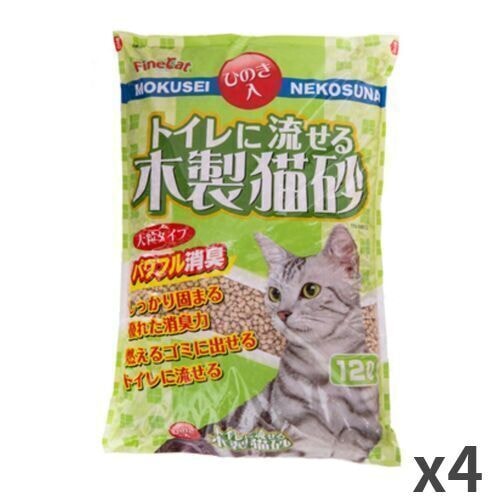 加藤日砂　切株のガーリィキャット 常陸化工 ファインキャット トイレに流せる 木製猫砂 猫用 12L ×4袋入