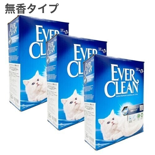 エバークリーン 無香タイプ 猫砂 猫用 6L ×3箱入 | 猫用品,猫砂,鉱物系