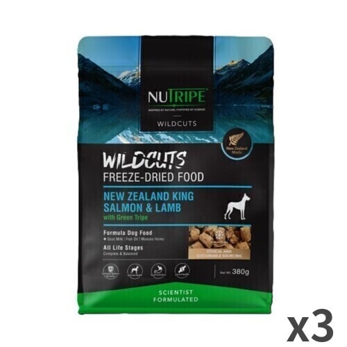 NU TRIPE WILDCUTS サーモン＆ラム 380g×3袋セット ファンタジーワールド ニュートライプ ワイルドカット フリーズドライ