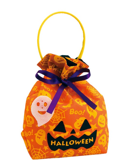 ハロウィン パンプキンリボンバッグ ポップ柄（1セット20枚入