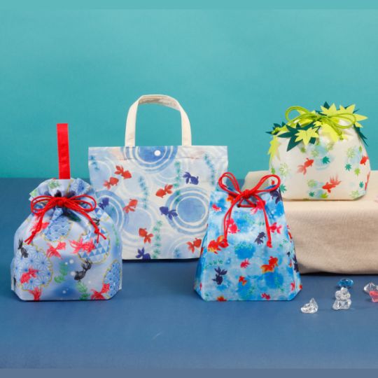 手提げ巾着 六花（りっか）金魚柄 FP（1セット20枚入～） | 不織布製品