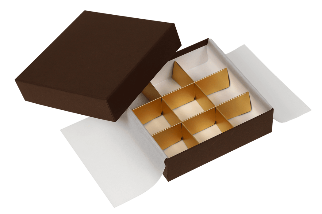 チョコ箱 フェザーケース （9仕切）【1セット100個入】 | チョコレート