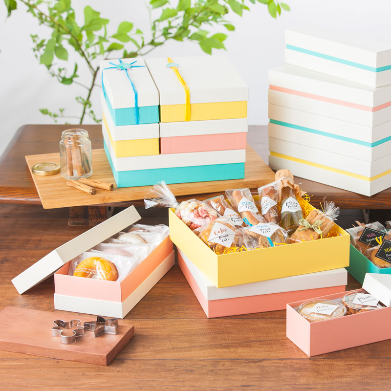 パステルカラーで宝石箱をイメージして作りました。ケ−スもしっかりして贈り物に最適 焼き菓子用 パステル コンビA ギフトケース 【S】 （1セット100個入