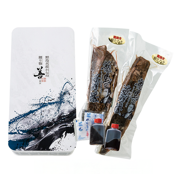 【メーカー・産地直送】〈野島水産〉藁焼き鰹たたき2節セット（特製ポン酢2本・深層水塩2袋付き）