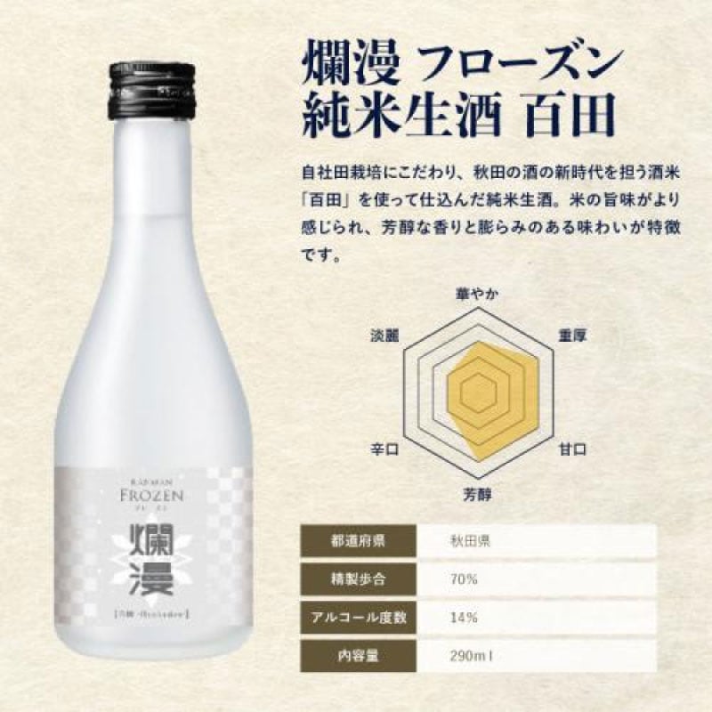 【秋田銘醸】爛漫 フローズン 純米生酒 百田 290ml
