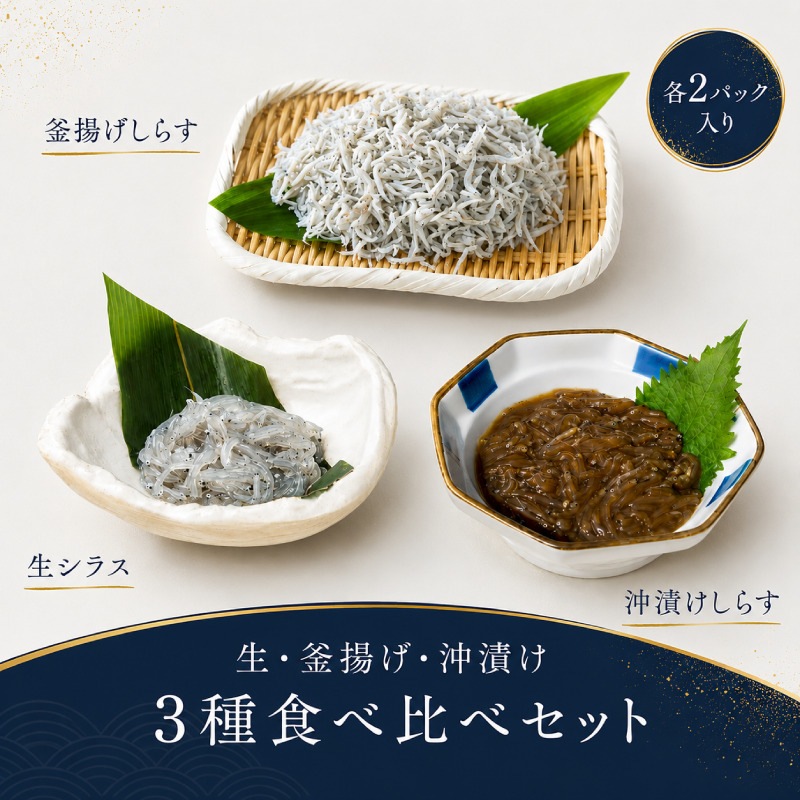【湘南シラス】生・沖漬け・釜揚げ 3種食べ比べセット《ギフトボックス付き》
