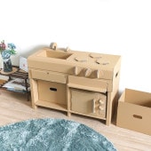 punnyほいく　アイランドキッチン【L】＋ダンボールレンジ セット