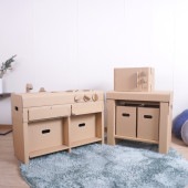 punnyほいく　アイランドキッチン【L】＋クッキングチェスト＋レンジ セット