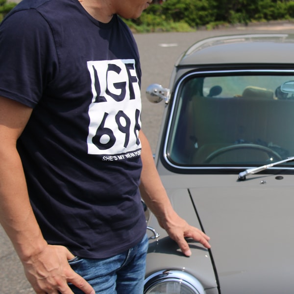 ジョンレノン ミニクーパー ナンバー オーガニックコットン「John's MINI Tシャツ」(ネイビー/ホワイト)