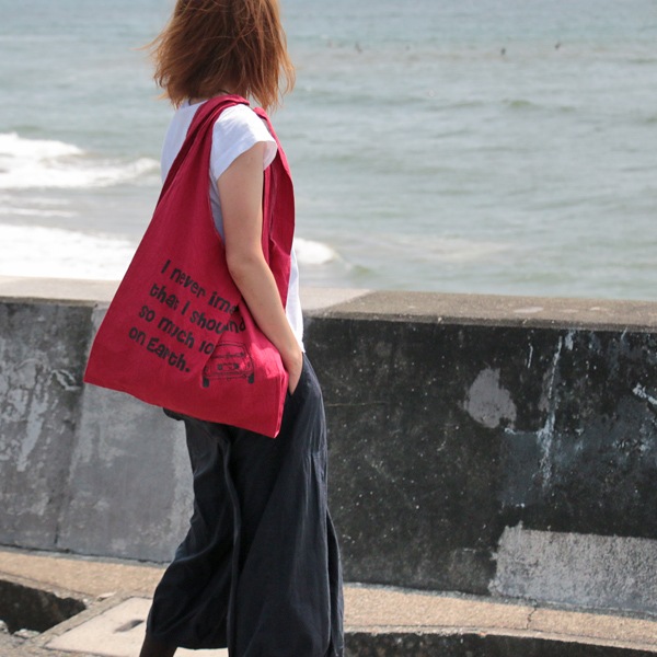 エコバッグ(折りたたみ)-おしゃれで人気の手染めエコバッグ「Vicky & Mini BAG」(Colorad Red)