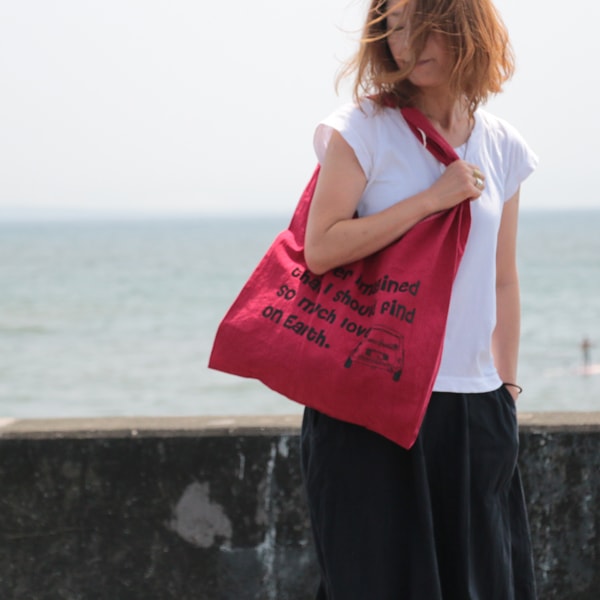 エコバッグ(折りたたみ)-おしゃれで人気の手染めエコバッグ「Vicky & Mini BAG」(Colorad Red)