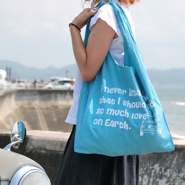 エコバッグ(折りたたみ)-おしゃれで人気の手染めエコバッグ「Vicky & Mini BAG」(Surf Blue)