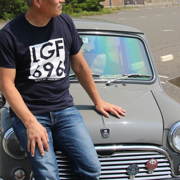 ジョンレノン ミニクーパー ナンバー オーガニックコットン「John's MINI Tシャツ」(ネイビー/ホワイト)