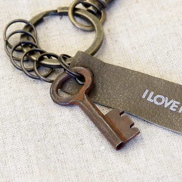 アンティークキー付きMINIキーホルダー(インドの古い鍵1)