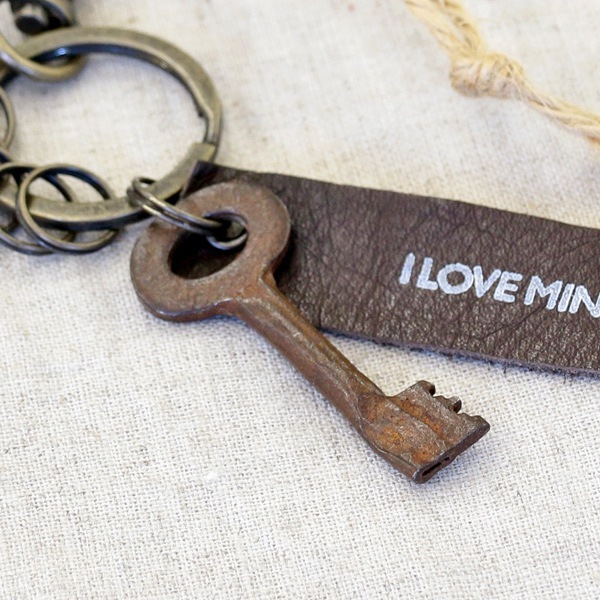 アンティークキー付きMINIキーホルダー(インドの古い鍵2)